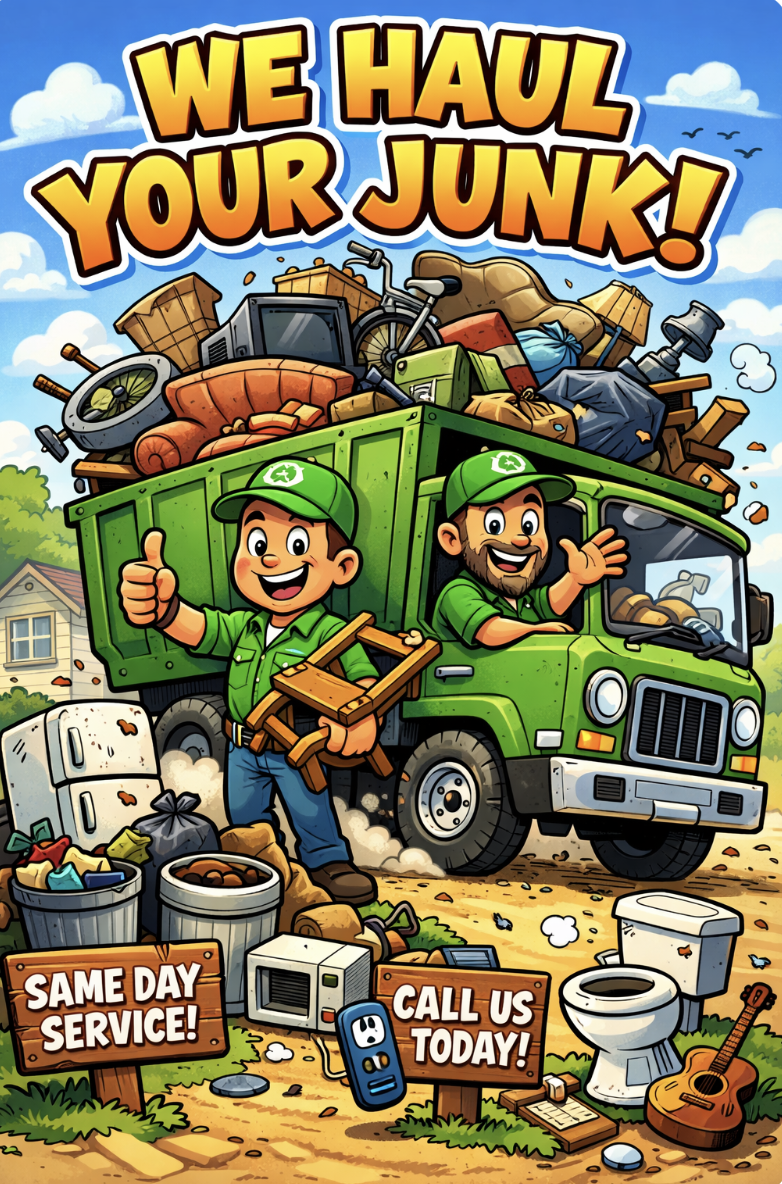 Junk removal service in Montreal loading furniture and household waste into a truck